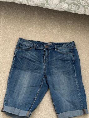 New York & Company Blue Denim Boyfriend Bermuda Shorts